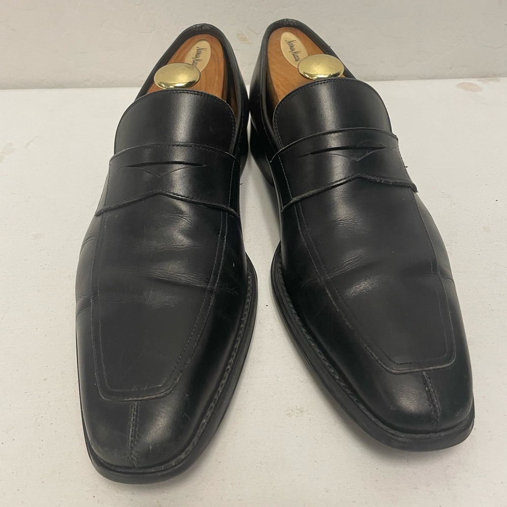 MAGNANNI Leather Split Toe Penny Loafer in Black Size 10 M $395